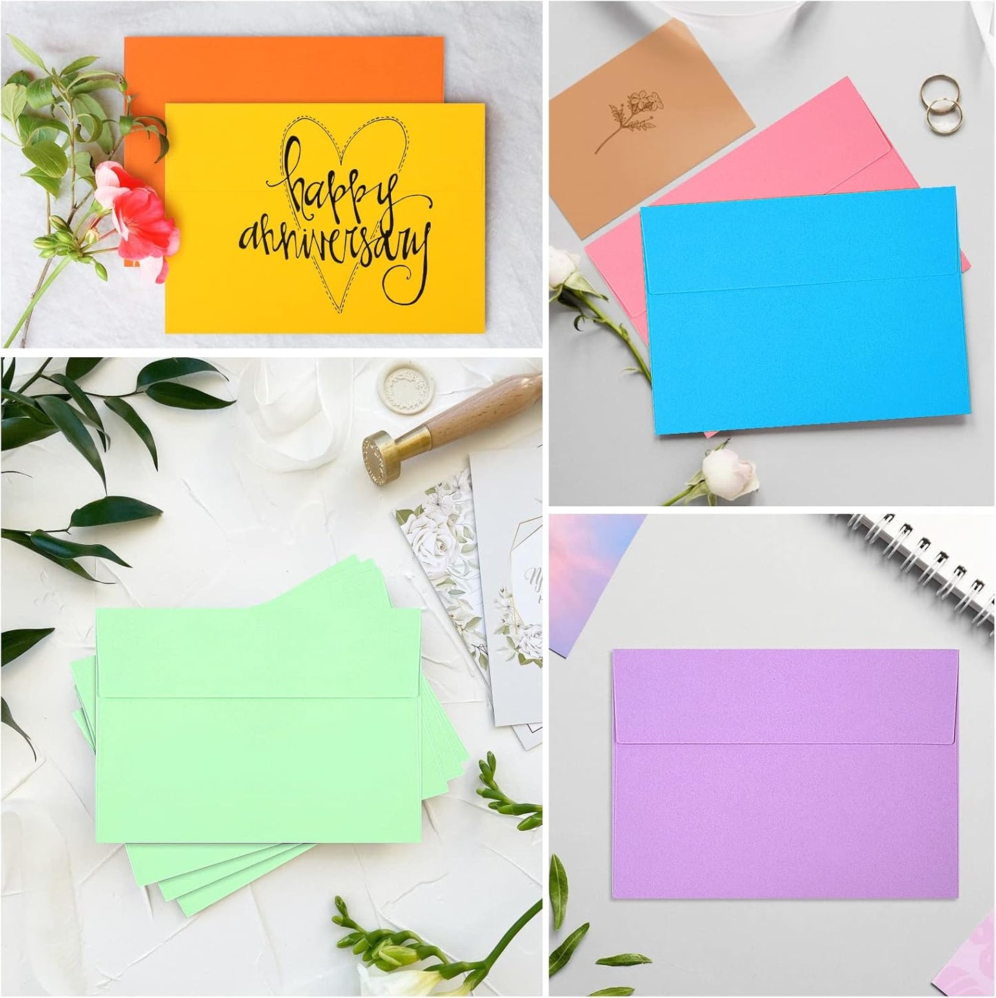 50 Pack Colored Envelope, 5x7 Envelopes, A7 Envelopes for Invitations, Printable Invitation Envelope V1259-DP01-A-4667