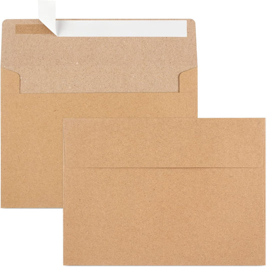 50 Pack Brown Kraft Envelopes, 5x7 Envelopes for Invitations, A7 Invitation Personalize Gift Cards, Wedding, V1259-DP01-A-4668