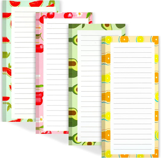4 Pack Magnetic Notepads for Refrigerator, Grocery List Magnet Pad Fridge, Fruit Design Full Back Shopping V1259-DP01-A-4669
