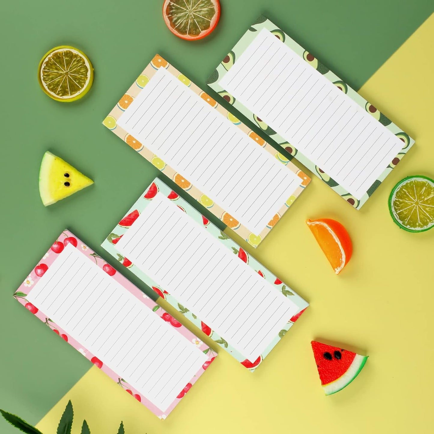 4 Pack Magnetic Notepads for Refrigerator, Grocery List Magnet Pad Fridge, Fruit Design Full Back Shopping V1259-DP01-A-4669