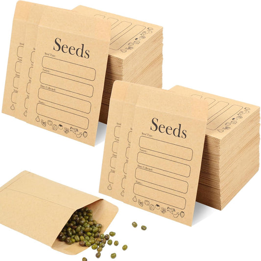 156 PCS Seed Envelopes 3.15"x 4.72", Packets Kraft Seeds Saving Envelope, Self Sealing Storage Mini Envelope V1259-DP01-A-4674