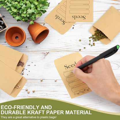 156 PCS Seed Envelopes 3.15"x 4.72", Packets Kraft Seeds Saving Envelope, Self Sealing Storage Mini Envelope V1259-DP01-A-4674