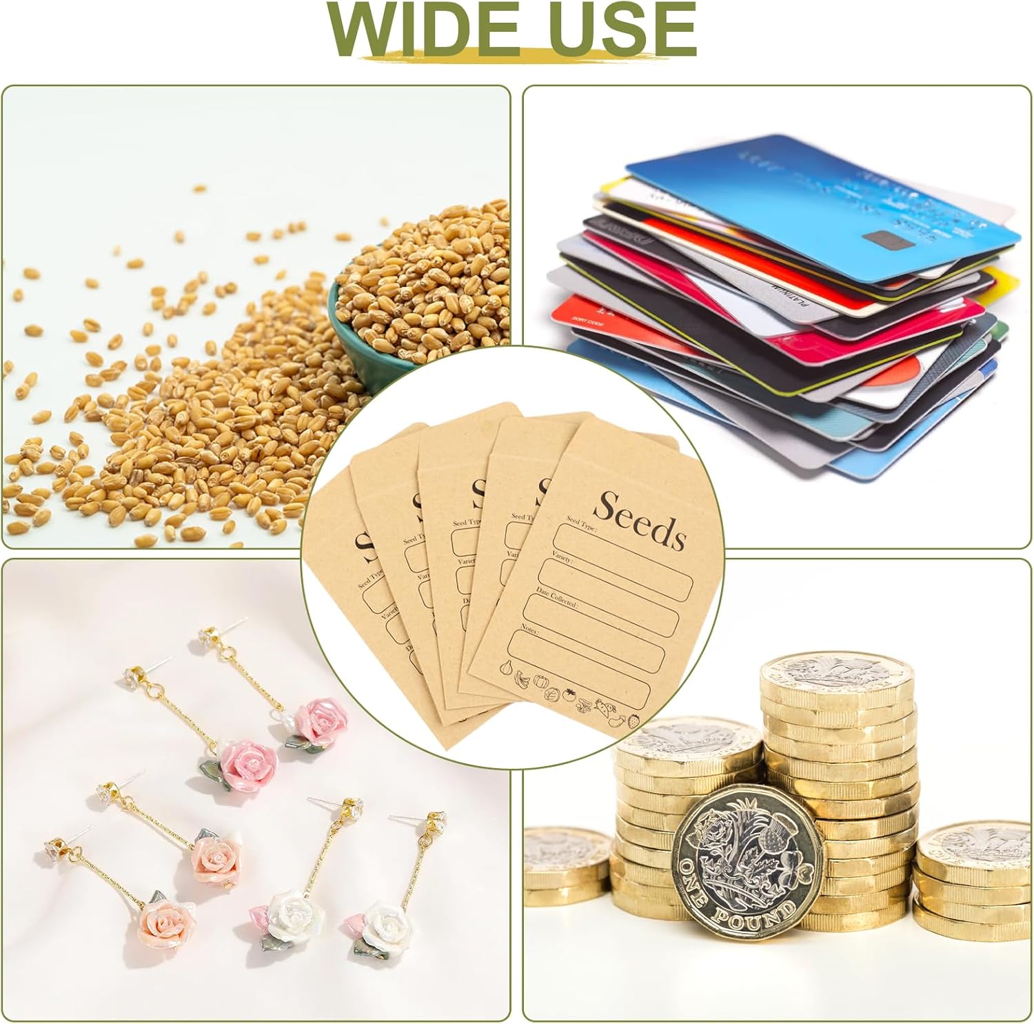 156 PCS Seed Envelopes 3.15"x 4.72", Packets Kraft Seeds Saving Envelope, Self Sealing Storage Mini Envelope V1259-DP01-A-4674