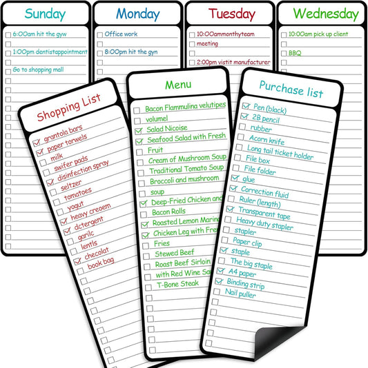 7-Piece Magnetic Dry Erase to-Do List White Board, 4'x11', Multifunctional Weekly Planner, Chore Chart, V1259-DP01-A-4676