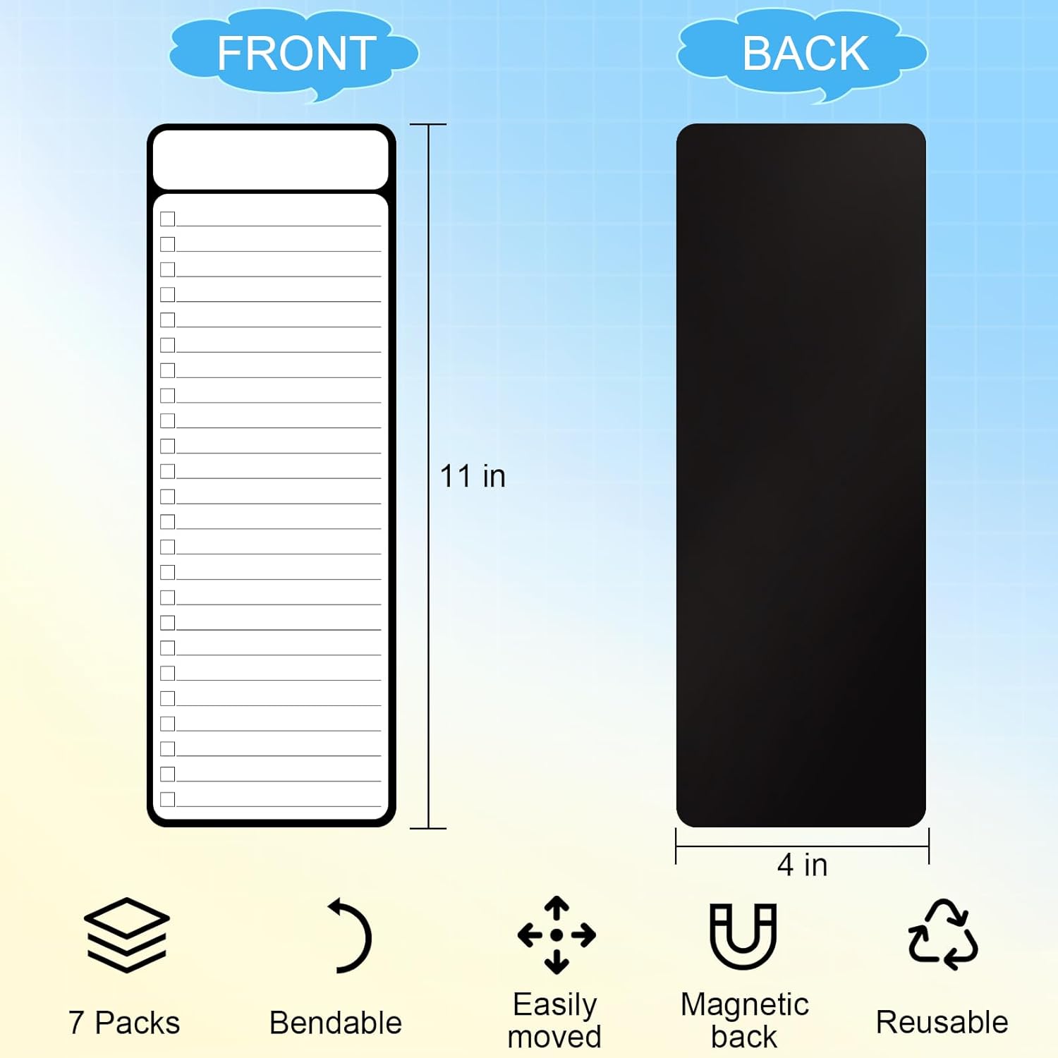 7-Piece Magnetic Dry Erase to-Do List White Board, 4'x11', Multifunctional Weekly Planner, Chore Chart, V1259-DP01-A-4676