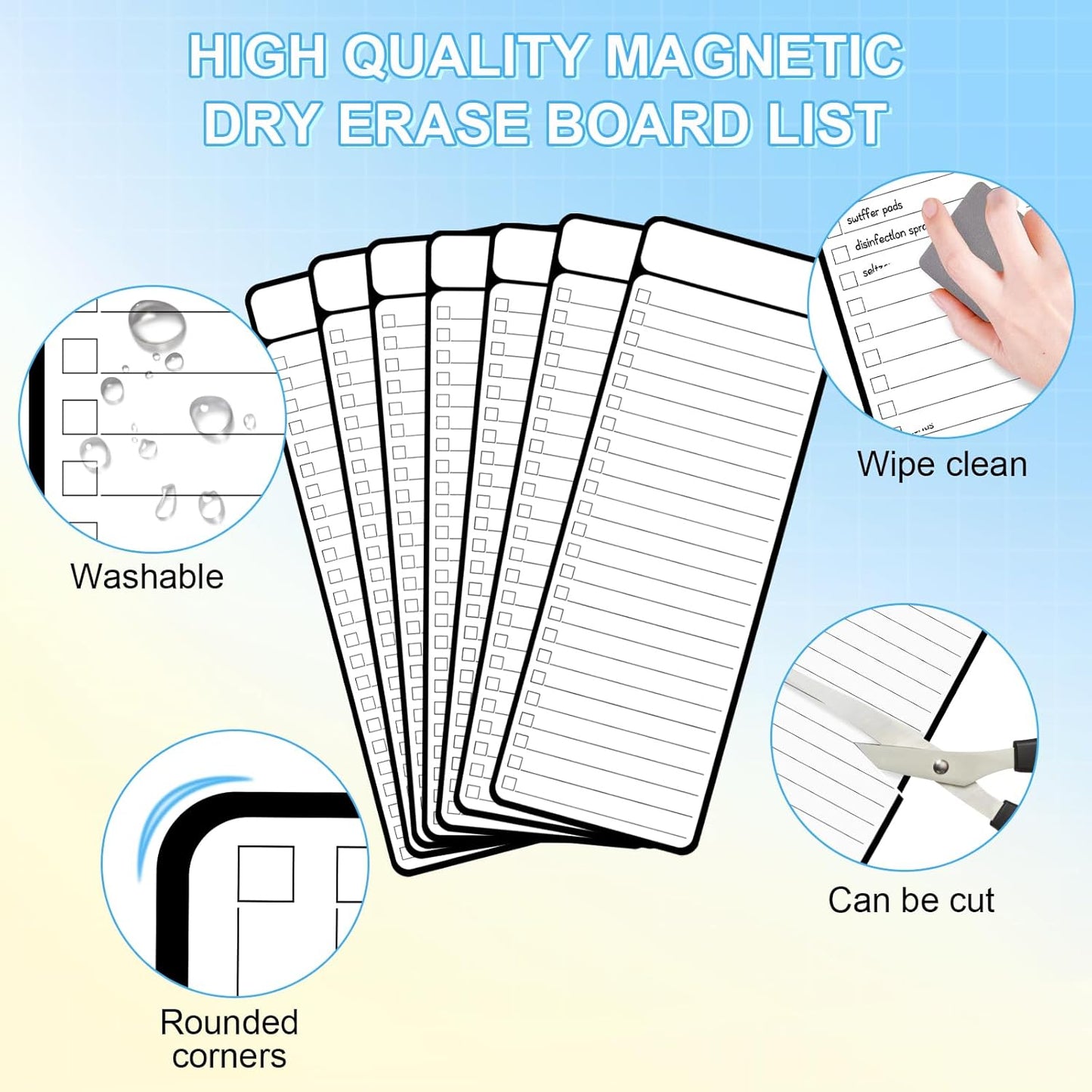 7-Piece Magnetic Dry Erase to-Do List White Board, 4'x11', Multifunctional Weekly Planner, Chore Chart, V1259-DP01-A-4676