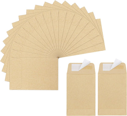 180 Pack Coin Envelopes 2.35"3.5", Brown Kraft Small Seed Packets, Full-Flap Seal Mini for Office, Home, V1259-DP01-A-4692