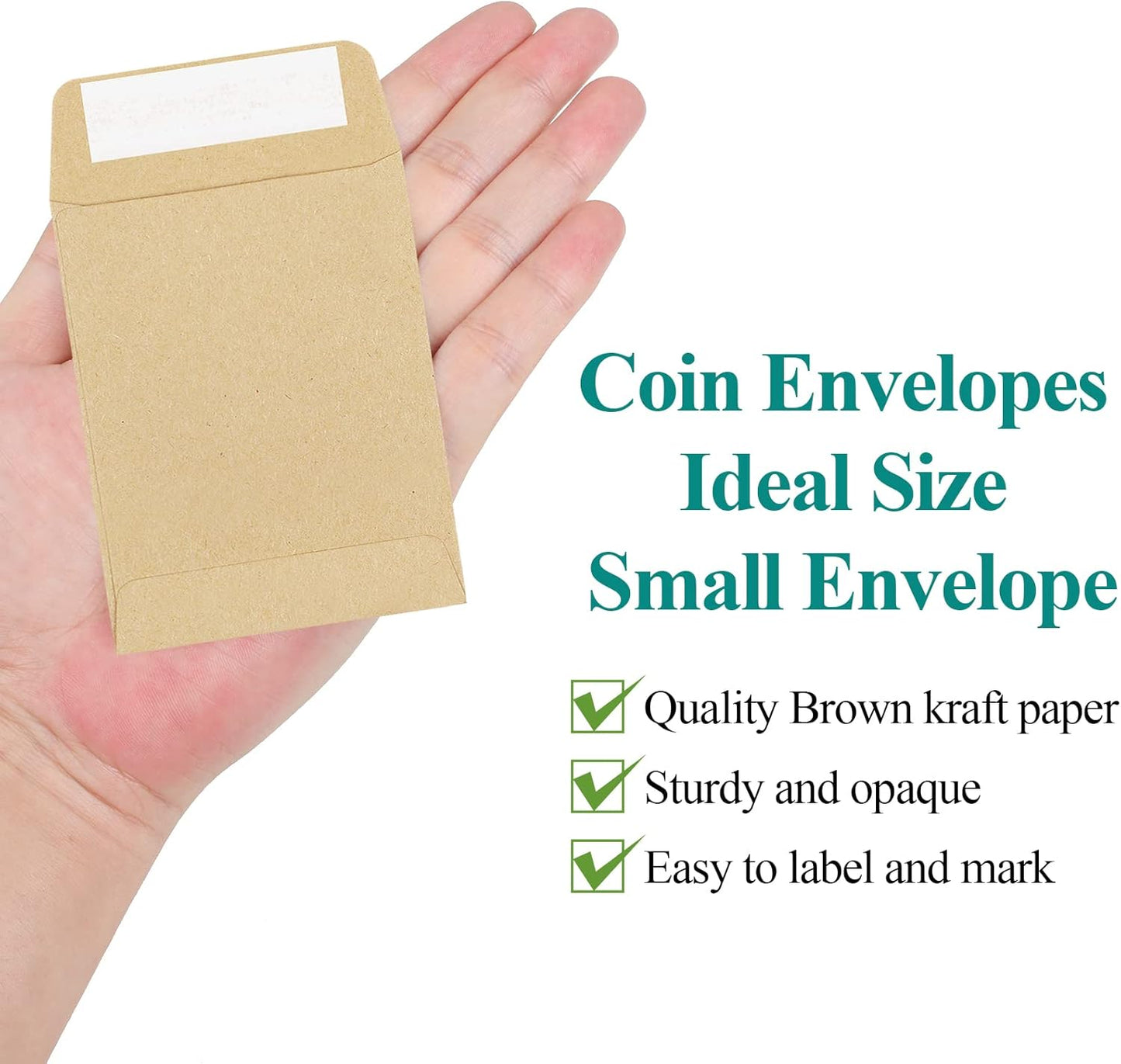 180 Pack Coin Envelopes 2.35"3.5", Brown Kraft Small Seed Packets, Full-Flap Seal Mini for Office, Home, V1259-DP01-A-4692
