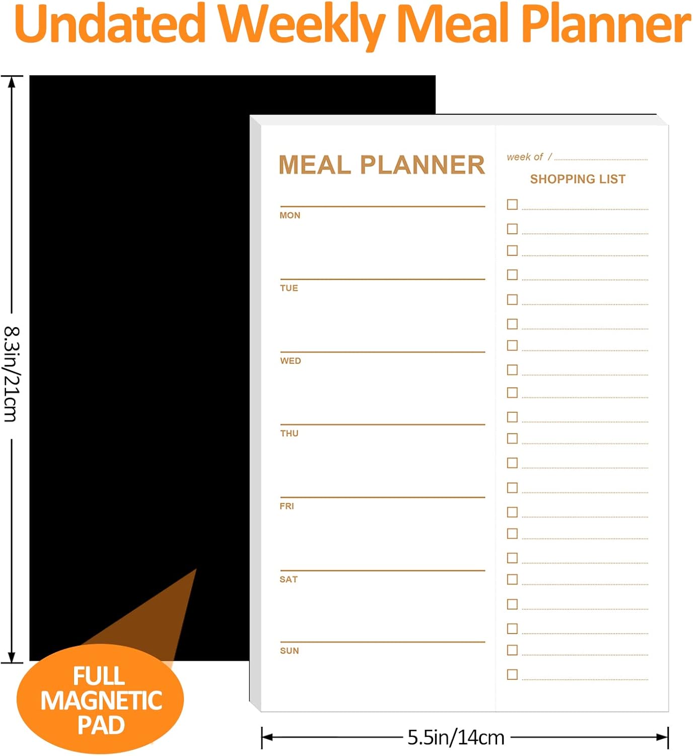 Weekly Meal Planner Magnetic, 2 Pack Undated Tear-off Sheets Planning Notepad, Magnetic for Refrigerator, V1259-DP01-A-4694