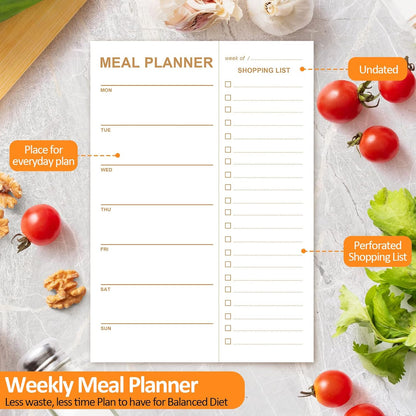 Weekly Meal Planner Magnetic, 2 Pack Undated Tear-off Sheets Planning Notepad, Magnetic for Refrigerator, V1259-DP01-A-4694