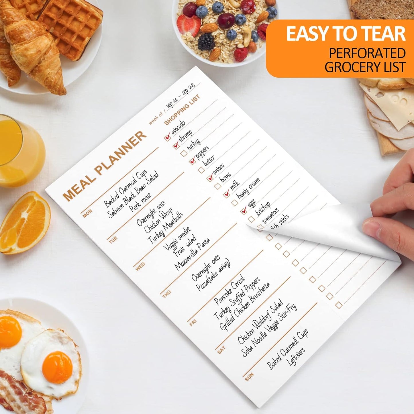 Weekly Meal Planner Magnetic, 2 Pack Undated Tear-off Sheets Planning Notepad, Magnetic for Refrigerator, V1259-DP01-A-4694