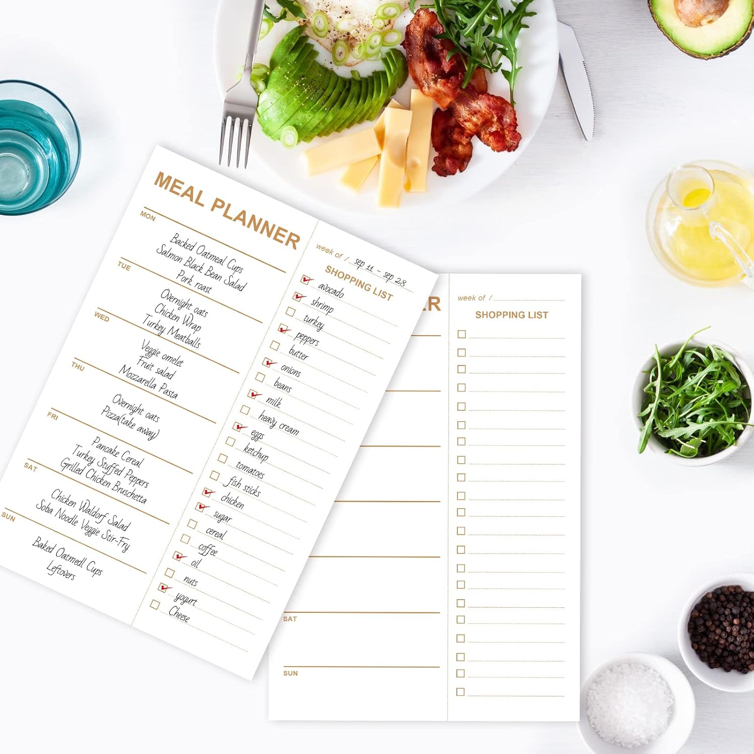 Weekly Meal Planner Magnetic, 2 Pack Undated Tear-off Sheets Planning Notepad, Magnetic for Refrigerator, V1259-DP01-A-4694