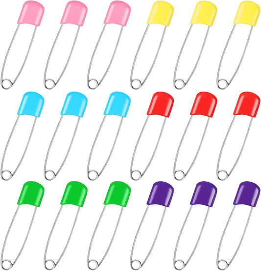 100 Pcs Diaper Pins, Baby Safety Pins for Cloth Diapers, Heavy Duty, Stainless Steel, ABS Plastic, Colorful V1259-DP01-A-4695