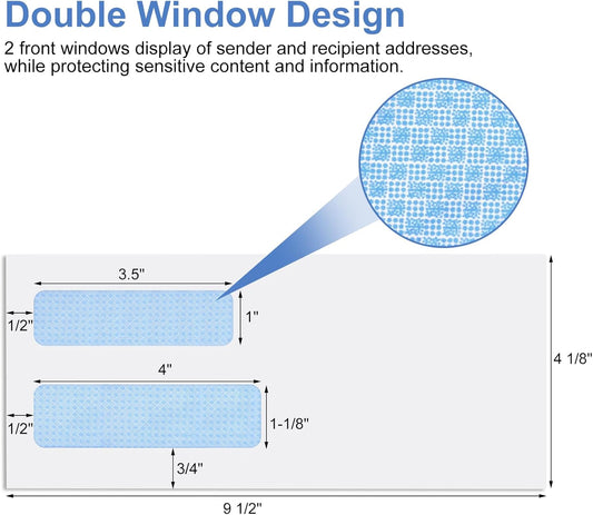 #10 Window Envelopes 72P, Double Self Seal for Invoices, Statements and Business Checks, Size 4-1/8 x 9-1/2 V1259-DP01-A-4698