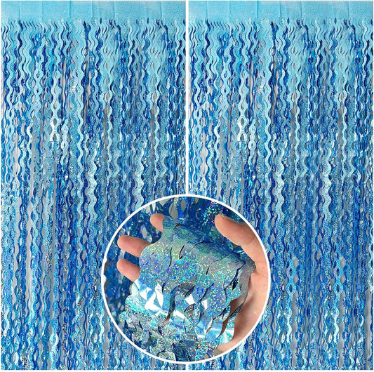 Tinsel Foil Fringe Curtains Wavy Backdrop for Parties Sparkle Metallic Curtain Party Decorations Photo Booth V1259-DP01-A-4717