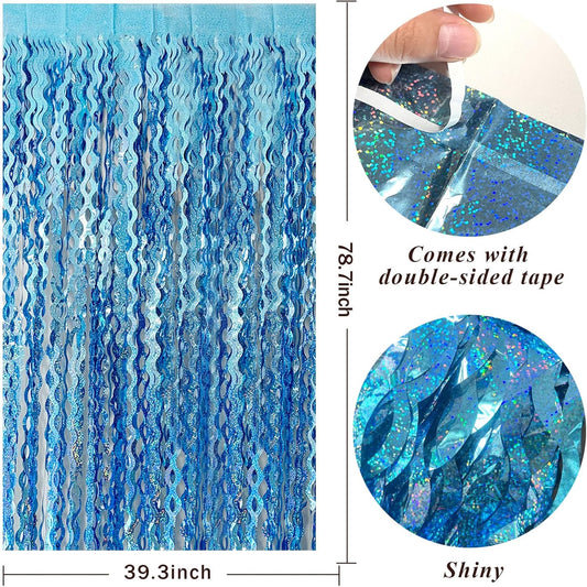 Tinsel Foil Fringe Curtains Wavy Backdrop for Parties Sparkle Metallic Curtain Party Decorations Photo Booth V1259-DP01-A-4717