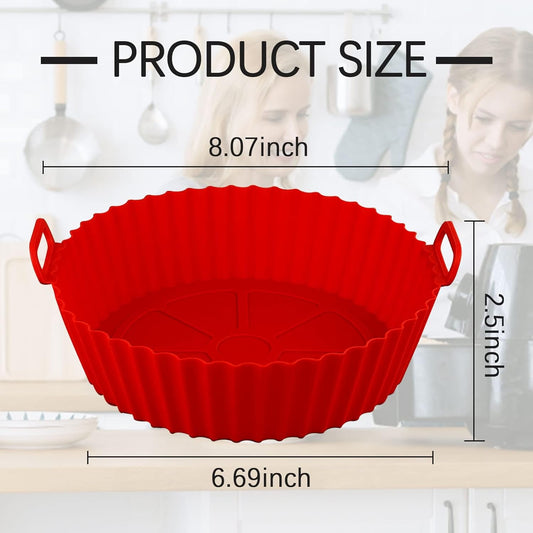 Air Fryer Silicone Liners Pot,8 inch Basket Liners, Baking Tray Pots for 3 to 5 Qt fryer Oven Reusable V1259-DP01-A-4718