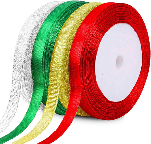 4Color Curling Ribbons for Crafts Satin Glitter Ribbon Gift Wrapping Supplies Christmas Wedding Party V1259-DP01-A-4723