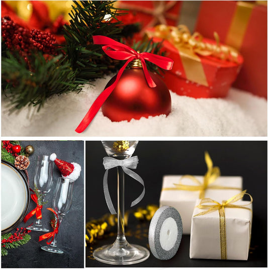 4Color Curling Ribbons for Crafts Satin Glitter Ribbon Gift Wrapping Supplies Christmas Wedding Party V1259-DP01-A-4723