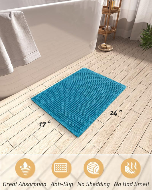 Upgraded Waffle Bath Mat, Super Absorbent Non Slip Mats for Bathroom Floor, Machine Washable Rugs with V1259-DP01-A-4745