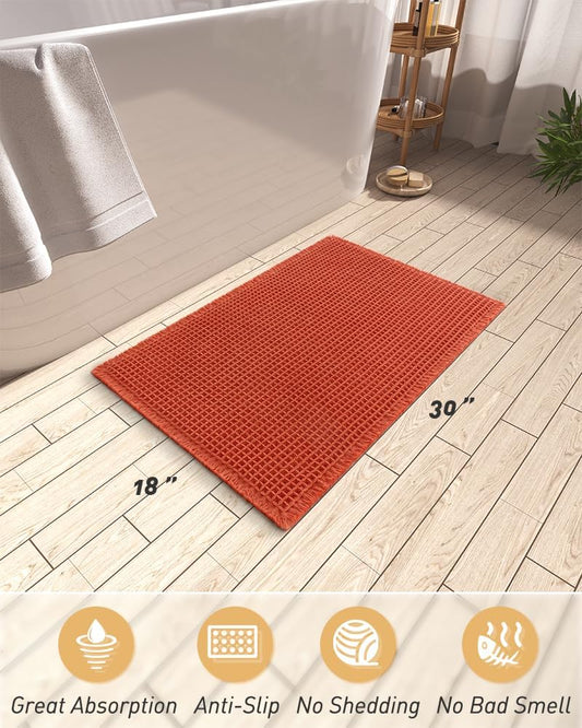 Upgraded Waffle Bath Mat, Super Absorbent Non Slip Mats for Bathroom Floor, Machine Washable Rugs with V1259-DP01-A-4746