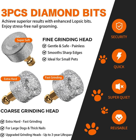 Dog Nail Grinder Replacement Head,Hard & Soft Grinding Heads Professional Trimmers Bits for Small Large Dogs V1259-DP01-A-4749