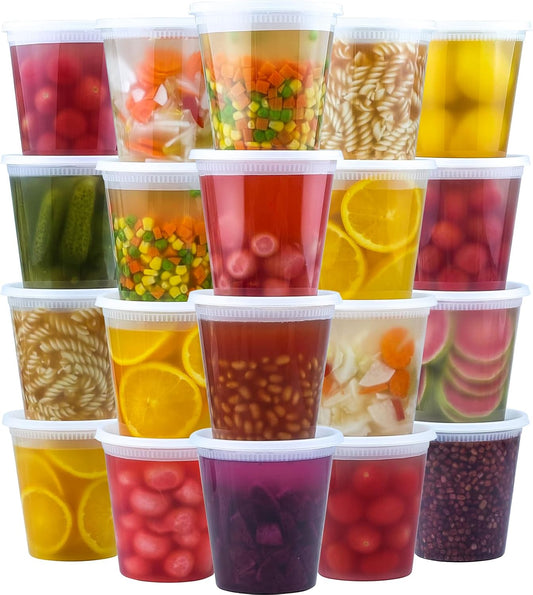50 Set 32 oz Deli Containers with Lids, Leak-Proof BPA Free Plastic Take Out Bowls, Food Storage for Takeout V1259-DP01-A-4752