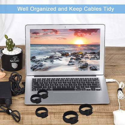 60 PCS 6 Inches Reusable Cable Ties, Adjustable Cord Straps Wire Organizer Wrap and Hook Loop Management - V1259-DP01-A-4754