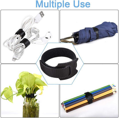 60 PCS 6 Inches Reusable Cable Ties, Adjustable Cord Straps Wire Organizer Wrap and Hook Loop Management - V1259-DP01-A-4754
