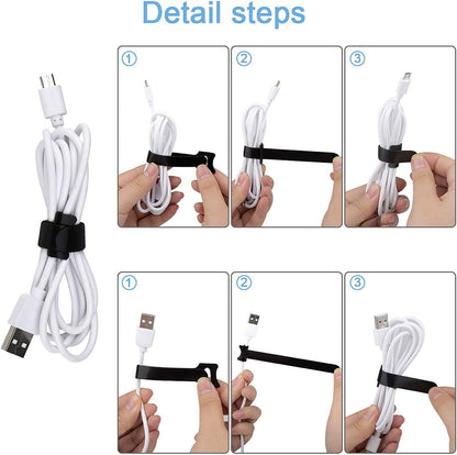 60 PCS 6 Inches Reusable Cable Ties, Adjustable Cord Straps Wire Organizer Wrap and Hook Loop Management - V1259-DP01-A-4754