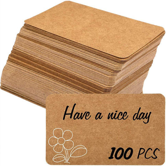 100pcs 3.54"x2" Blank Kraft Paper Business Card, Words Message Notes paper Tags, Mini Craft Cardboard V1259-DP01-A-4756