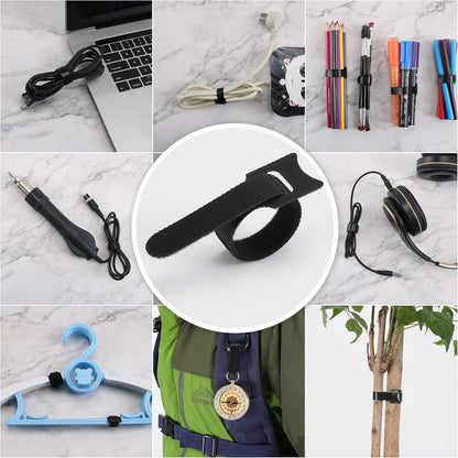Reusable Cable Ties, 126 PCS 6 Inches Adjustable Cord Straps Wire Organizer Wrap and Hook Loop Management - V1259-DP01-A-4757