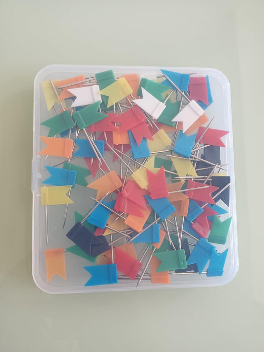 100PCS Map Flag Push Pins, Colorful Tacks with Steel Points - 7 Colors V1259-DP01-A-4758