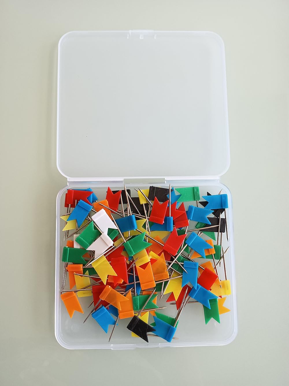 100PCS Map Flag Push Pins, Colorful Tacks with Steel Points - 7 Colors V1259-DP01-A-4758