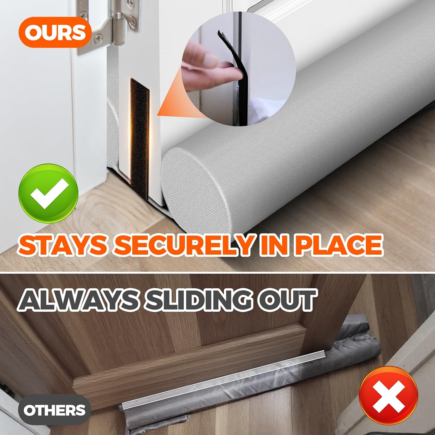 Door Draft Stopper Sweep Weather Stripping Noise Blocker Window Breeze Adjustable Closers, Grey Gray 36 inch V1259-DP01-A-4764