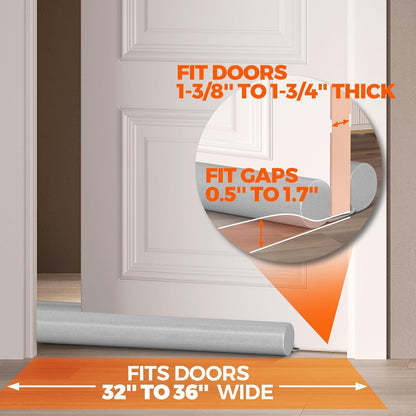 Door Draft Stopper Sweep Weather Stripping Noise Blocker Window Breeze Adjustable Closers, Grey Gray 36 inch V1259-DP01-A-4764