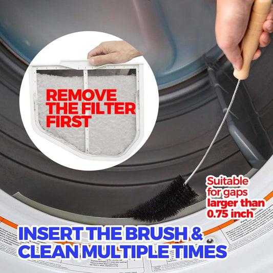 Dryer Vent Cleaner Kit - Household Cleaning Supplies, Lint Brush, Refrigerator Long Coil Flexible Remover, V1259-DP01-A-4766