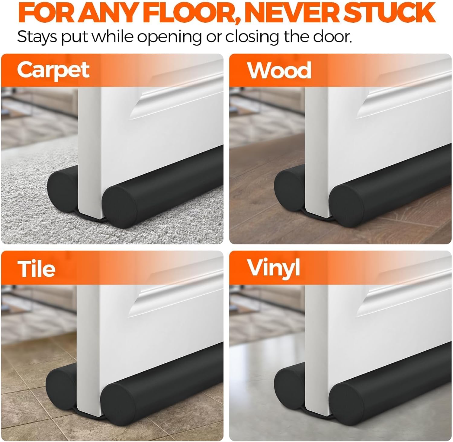 Door Draft Stopper Weather Stripping for Bottom of Window Breeze Blocker Adjustable Sweeps, Black 37 inch V1259-DP01-A-4767