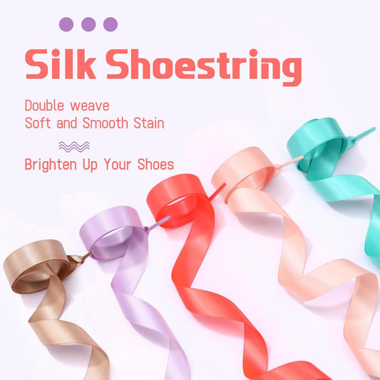 24 Pairs 47" Flat Satin Ribbon Shoelaces Colorful Silk Shoe Strings Wide Lace for Women Sneaker Decoration - V1259-DP01-A-4773