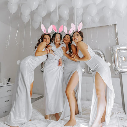 6 Sets Easter Bunny Ears Headbands and Tail, Long Furry Plush Rabbit Ear Headband for Bachelorette Wedding V1259-DP01-A-4788