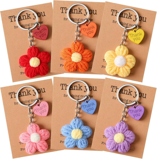 Graduation Teacher Appreciation Gift Bulk Crochet Flower Keychain with Thank You Card for Helping Me Grow V1259-DP01-A-4790