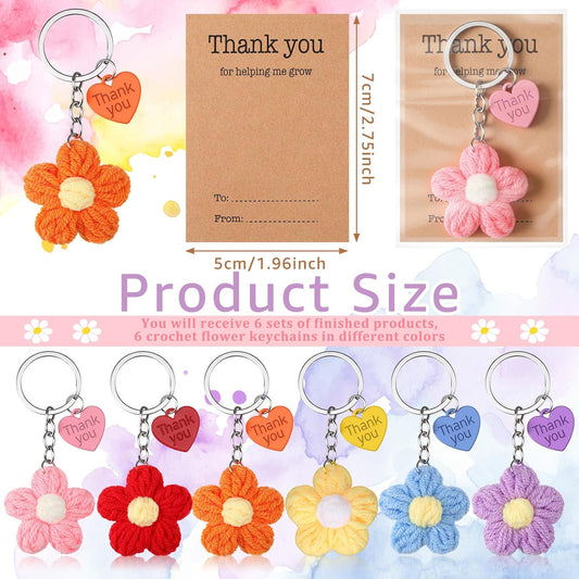 Graduation Teacher Appreciation Gift Bulk Crochet Flower Keychain with Thank You Card for Helping Me Grow V1259-DP01-A-4790