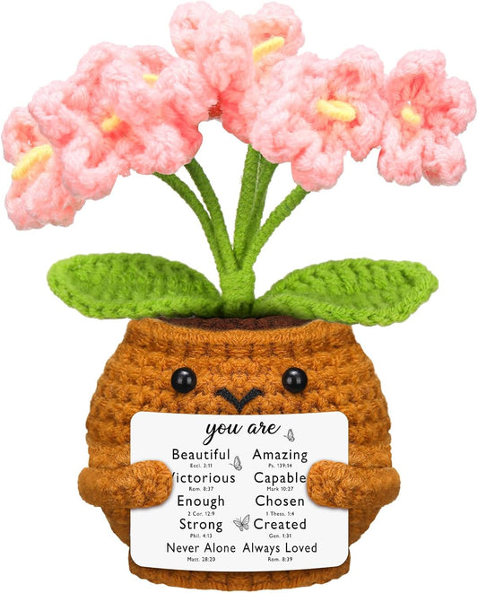 Christian Gift for Women Positive Handmade Crochet Doll with Bible Verse Prayer Card Inspirational Scripture V1259-DP01-A-4798