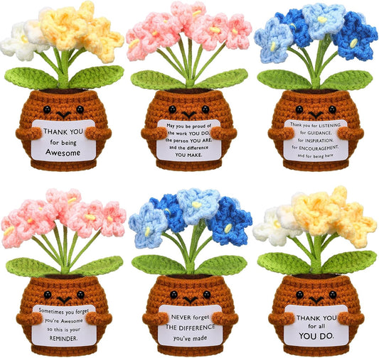 6 Pcs Employee Appreciation Gifts Bulk for Team Coworkers Thank You Positive Handmade Crochet Doll with V1259-DP01-A-4810