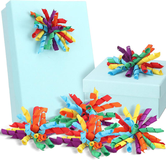 12 Pcs Rainbow Curly Bows Colorful for Gift Wrapping Self-Adhesive Bow Presents Wine Bottle Ribbon Birthday V1259-DP01-A-4818