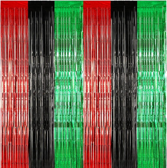 12 Pcs Juneteenth Party Decorations Freedom Day Foil Fringe Curtain Backdrop 100 x 39 Inch Metallic Tinsel V1259-DP01-A-4827