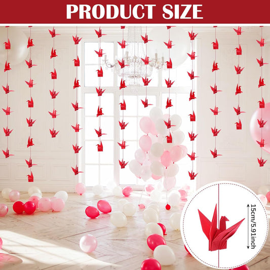 10 Pcs Paper Crane Hanging Garlands Premade Origami Cranes on String Kit Folded Bird Streamers for Japanese V1259-DP01-A-4836