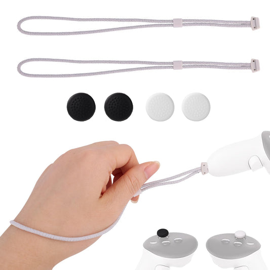 2pcs VR Controller Wrist Straps Compatible with Meta Quest 3/3S, Adjustable Hand Strap Thumbstick Grip Caps V1259-DP01-A-4872