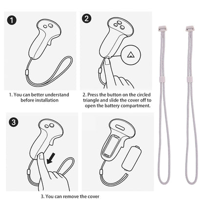 2pcs Controller Wrist Straps for Oculus 3, White Adjustable Hand Lanyards Easy to Attach VR Accessories 3s - V1259-DP01-A-4873