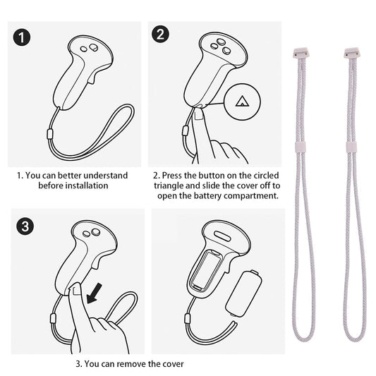 2pcs Controller Wrist Straps for Oculus 3, White Adjustable Hand Lanyards Easy to Attach VR Accessories 3s - V1259-DP01-A-4873